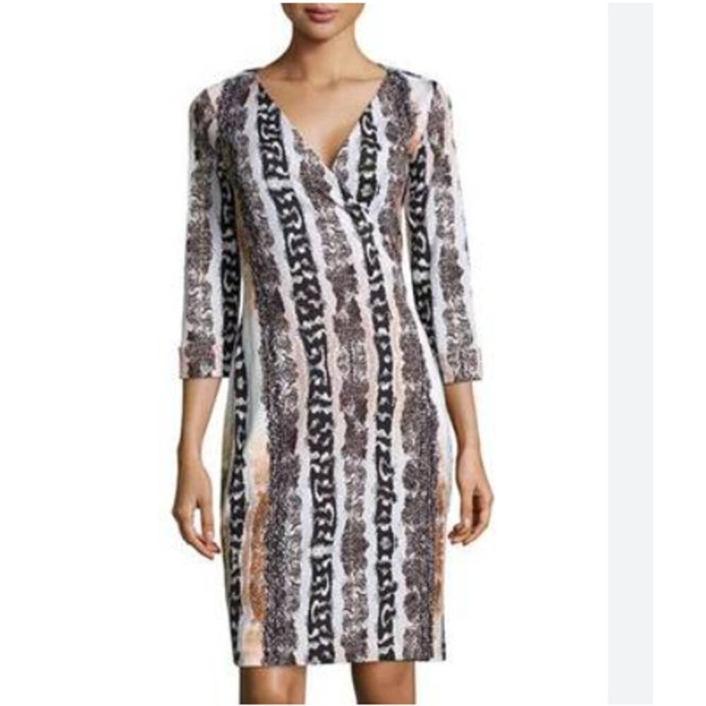 Diane Von Furstenberg Womens Snake Print Silk Wrap Dress Size 10